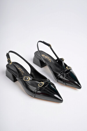 Kadın Siyah Rugan Topuklu Ayakkabı - 8