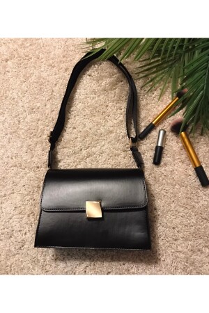 Kadın siyah şık tasarım el ve omuz çantası - 2
