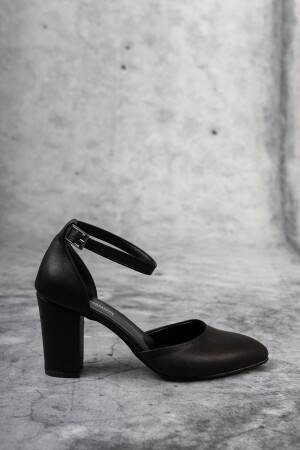 Kadın Siyah Suni Deri Klasik Topuklu Ayakkabı - 5