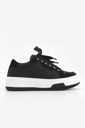 Kadın Sneaker Kalın Taban Bağcıklı Spor Ayakkabı Sifaz Siyah - 3