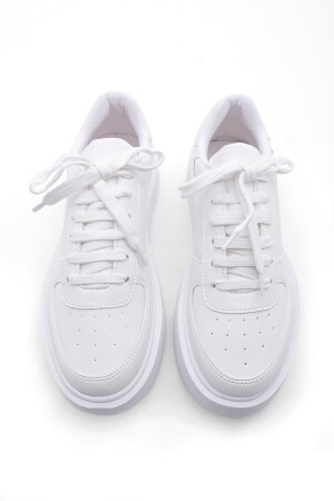 Kadın Sneaker Yüksek Taban Bağcıklı Spor Ayakkabı Azin beyaz - 6