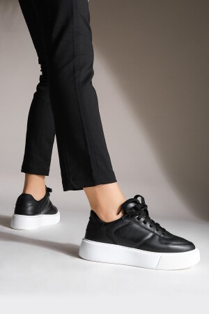 Kadın Sneaker Yüksek Taban Bağcıklı Spor Ayakkabı Azin siyah - 2