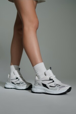 Kadın Sneaker Yüksek Taban Bağcıklı Spor Ayakkabı Nevila Beyaz - 2
