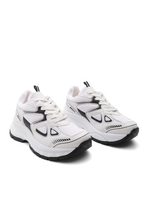 Kadın Sneaker Yüksek Taban Bağcıklı Spor Ayakkabı Nevila Beyaz - 5