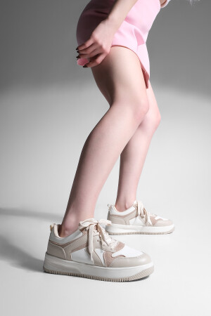 Kadın Sneaker Yüksek Taban Spor Ayakkabı Aryan Bej - 4
