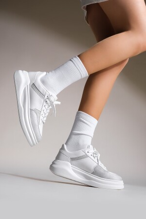 Kadın Sneaker Yüksek Taban Spor Ayakkabı Bağcıklı Balbasi beyaz - 2
