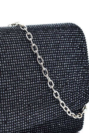 Kadın Taşlı Siyah Abiye Clutch Portföy El Gece Düğün Nişan Çantası 417 - 5