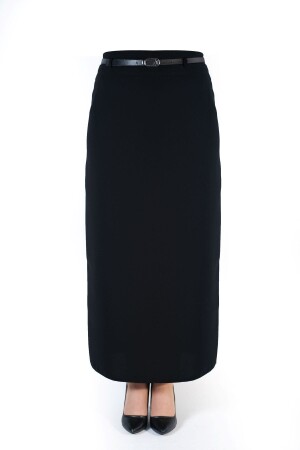 Kadın Tesettür Kapalı Yırtmaçlı Uzun Düz Siyah Kalem Etek Kemersiz - Imregym