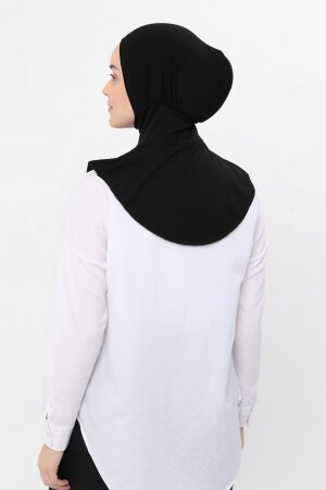 Kadın Tesettür Pratik Boyunluklu Hijab - Sporcu Bone - Siyah - 4