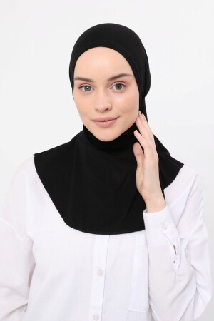 Kadın Tesettür Pratik Boyunluklu Hijab - Sporcu Bone - Siyah - 1