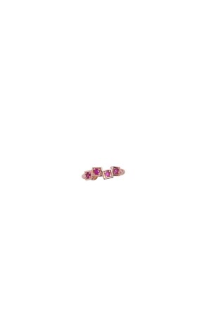 Kadın Yakut Taşlı Rose Gümüş Kıkırdak Küpe İZLASLVR00154 - 3