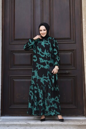 KADIN YAZLIK TESETTÜR KUŞAKLI DOKUMA KUMAŞ ŞIK ELBİSE - Sfg Life Moda