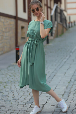 Kadın Yeşil Beli Lastikli Bağlamalı Elbise ARM-18Y001133 - 2