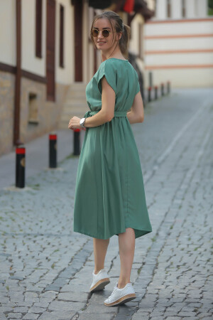 Kadın Yeşil Beli Lastikli Bağlamalı Elbise ARM-18Y001133 - 3