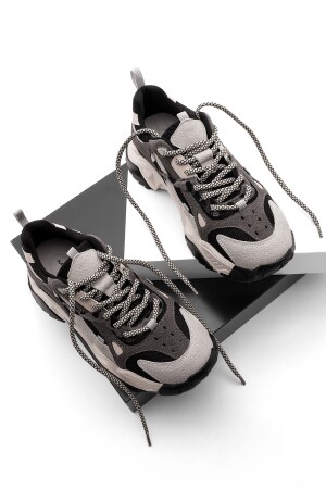 Kadın Yüksek Taban Sneaker Bağcıklı Spor Ayakkabı Edisa siyah - 1