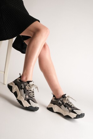 Kadın Yüksek Taban Sneaker Bağcıklı Spor Ayakkabı Edisa siyah - 2
