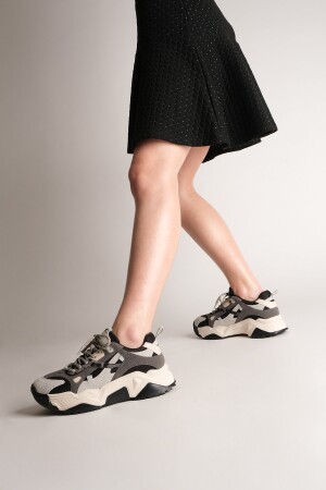Kadın Yüksek Taban Sneaker Bağcıklı Spor Ayakkabı Edisa siyah - 4