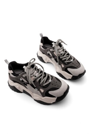 Kadın Yüksek Taban Sneaker Bağcıklı Spor Ayakkabı Edisa siyah - 5