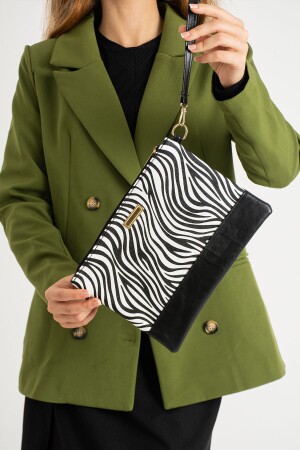 Kadın Zebra Desenli El Askılı Portföy Clutch Çanta - 2