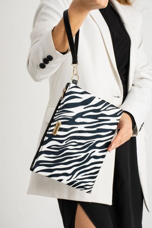 Kadın Zebra Desenli El Askılı Portföy Clutch Çanta - 2