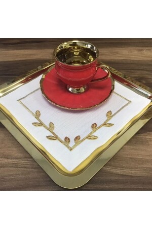 Kaffee-Präsentationsserviette – Taç Gold – 6 Stück OYA-K-6517 - 3