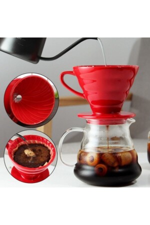 Kaffeebrühset V60 Dripper – Kaffeeserver Hario V60 Kaffeefilterpapier FSS-2K-KS600-V60 - 2