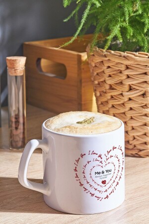 Kaffeetasse mit Herzmuster „I Love You“, 225 ml - 2