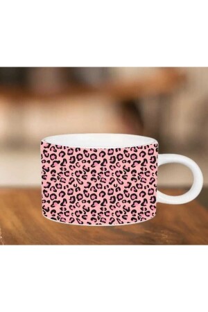 Kaffeetasse mit rosa Leopardenmuster, doppelte türkische Kaffeetasse, 150 ml, Porzellan, Luxustasse - 2