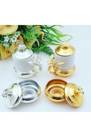 Kaffeetassen-Set des Bräutigams mit Halter für türkische Köstlichkeiten, Tassen-Sets, Gold-Metallic, Gelbgold, gelbe Tassen, AKERDAMATKAHVESIA021222 - 1