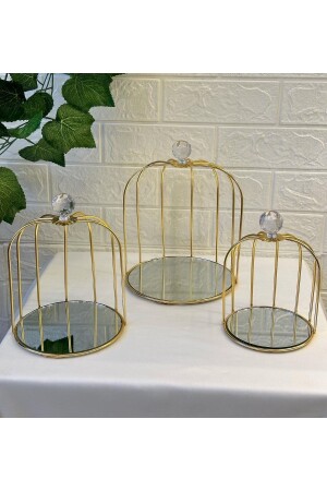 Käfig-Präsentationsständer, 3-teilig Gold 3-teiliger Käfig-Präsentationsständer - Dcstore