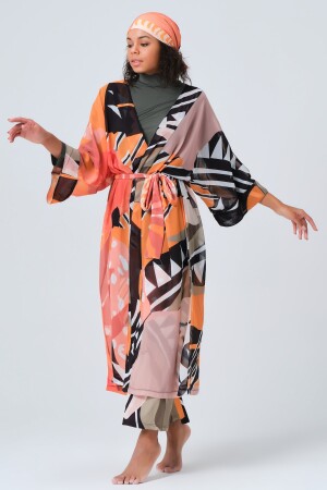 Kaftan - Kimono - Pareo - Tesettür Pareo'su Krep Kumaş - Üzeri 7030-ES - 8