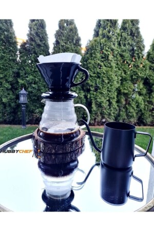 Kahve Demleme Seti V60 Dripper 600ml Seramik Fincan Kahve Demleme Ibriği CAMKHVSET02 - 1
