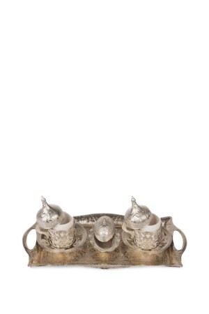 مجموعة من كوبات قهوة فضية مع طليطات مصطلحات أنيقة - Moda Evim