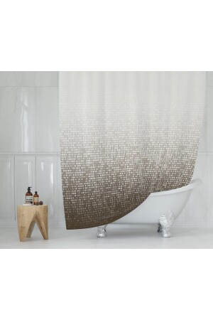 Kahverengi Banyo Perdesi Duş Perdesi Su Geçirmez Banyo Perdeleri Polyester Kumaş Duş Perde 180x200cm 3636 Matrix - 2