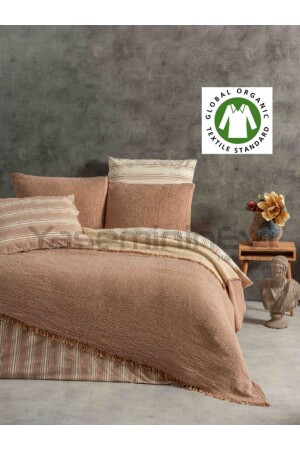 MNZ-Brown 4 طبقة مسلين غطاء السرير / 2 وسادة الحجرات elfnew - YASEMİNİNEVİ