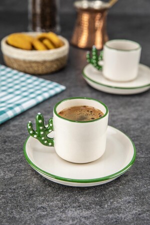 MNZ-Cactus صنع يدوي 110 مل كوفي تركي، كوب إسبريسو 2 قطع، هدية 2 كوب KAKTÜSPK - Doreline