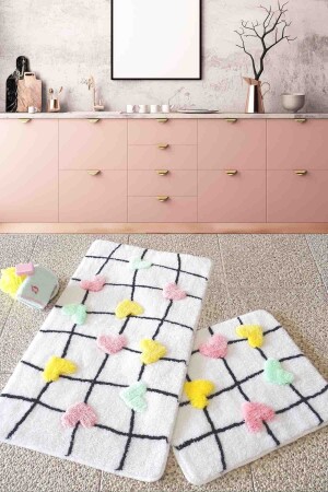 Kalbım Buntes 2er-Set, WC-Set, Badematten-Set, Teppich - Chilai Home