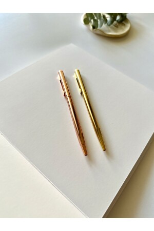 Kalem- Düğün ve Nikah Kalemi- Metal Gold Tükenmez Kalem - 4
