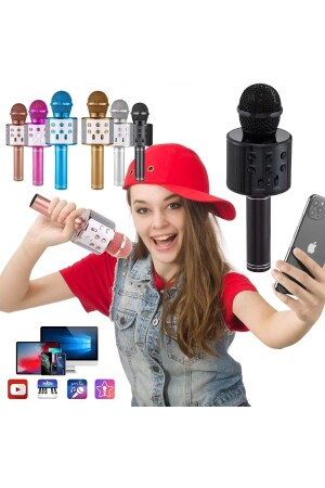 Kaliteli Tv50 Karaoke Mikrofon Hoparlörlü Usb Flash Tf Kart Destekli Ses Değiştirme Efektli - 1