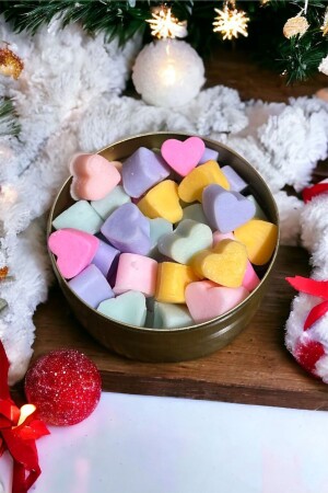 Kalp Buhurdanlık Mum Seti Egzotik Meyve Kokulu 40 Adet - 60gr - 3x7-5cm - Khleos