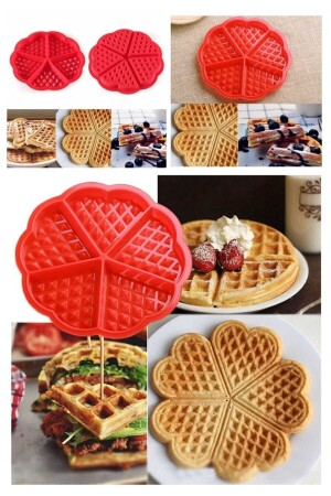 Kalp Desen Waffle Silikon Kalıbı Kek Pasta 10096 - 3