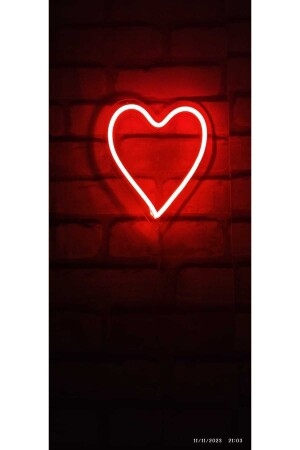 Kalp Neon Led Gece Lambası Dekoratif Tasarım Hediyelik Aşk Kırmızı Renk 1125834 - 1