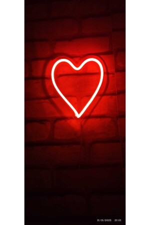 Kalp Neon Led Gece Lambası Dekoratif Tasarım Hediyelik Aşk Kırmızı Renk 1125834 - 2