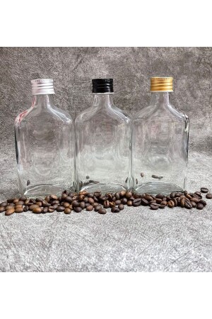 Kaltbrühflasche, graue Metallkappe, transparente Glasflasche – 6 Stück BNM002 - 3