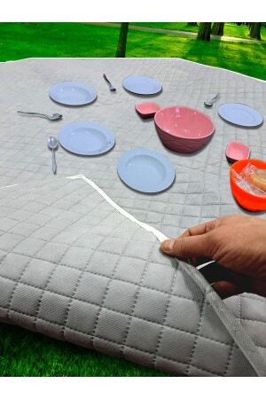 Kamp Piknik Yer Minderi Kapitone Elyaf Çift Taraflı Kenar Biyeli Su Nem Geçirmez Taş Batmaz Çok Amaç - Alytoys