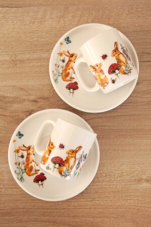 Kaninchen-Retro-Kaffeetassen-Set für zwei BPD1978 - 3