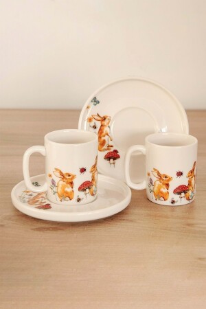 Kaninchen-Retro-Kaffeetassen-Set für zwei BPD1978 - 5