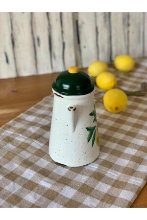 Kapaklı El Yapımı Seramik Sürahi - Limon Limonlu Yeşil SURAHI152 - 3