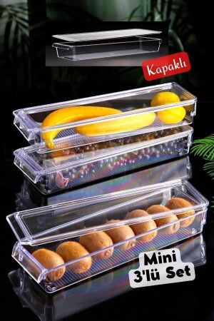 Kapaklı Mini New Clear Buzdolabı & Dolap Içi Düzenleyici Organizer 3 Adet NDY-EP-625 - 2