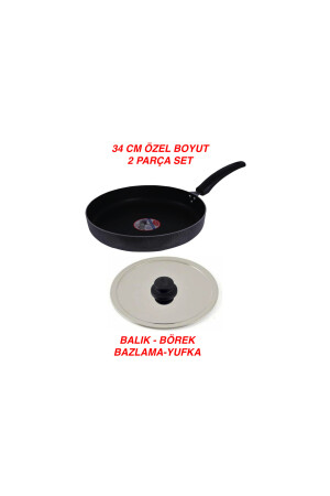 Kapaklı Tava-34 Cm Özel Büyük Boy Yufka Börek Balık Izgara Bazlama Tavası KBTK34 - 2